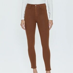 Pistola Aline High Rise Skinny in Coated Saddle
